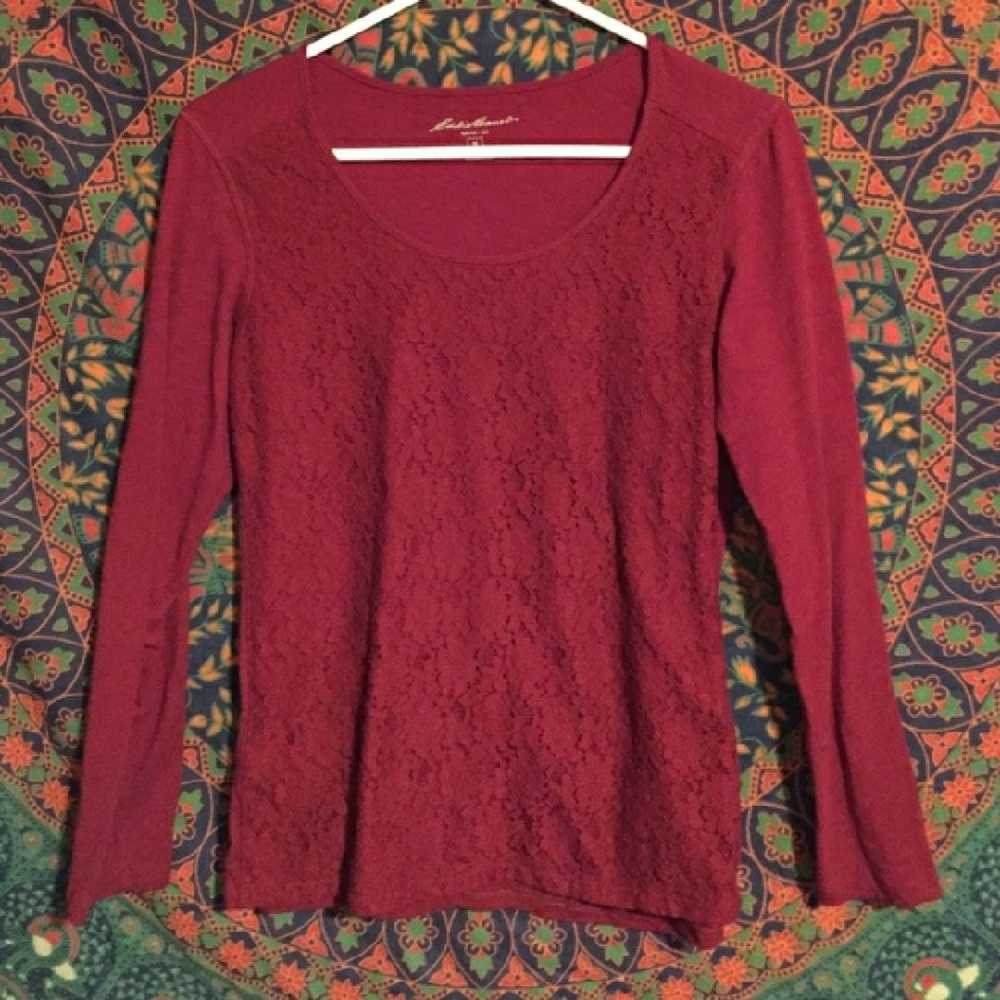 Brick red long sleeve top